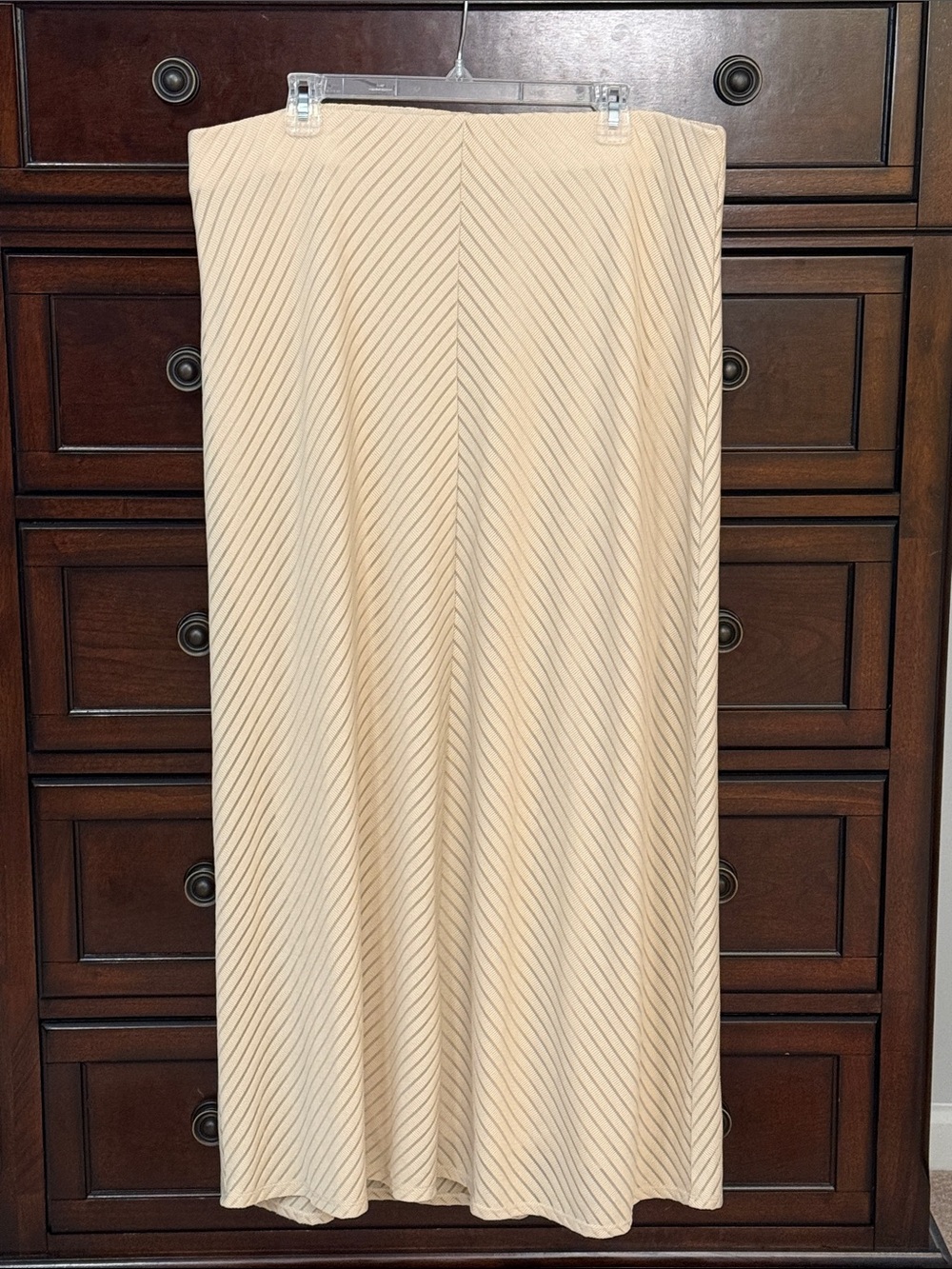 Beige Diagonal Stripe Maxi Skirt